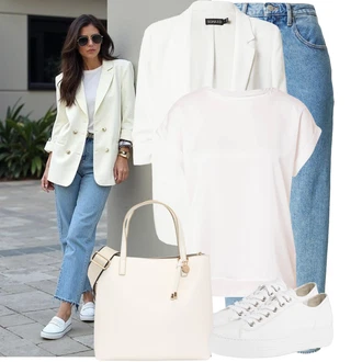 Outfity s "mom" džínami "Hezký letní vzhled"