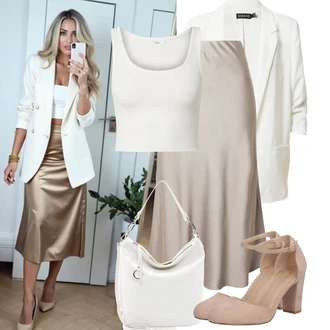 Dlouhé Outfit s Béžová/Krémová/Bílá/Šedá Taška/Taška Přes Rameno/Brašna/Sportovní Taška Přes Rameno Suri Frey "Tenue pour l'été"