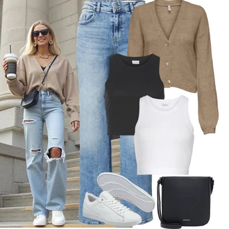 Outfity pro léto s Černá Nezařazené Lascana, Černá/Tmavě modrá/Tmavě šedá/Šedá Taška Přes Rameno/Pánská taška/Taška/Klasická Taška Přes Rameno/Taška na Macbook/Brašna/Sportovní Taška Přes Rameno emily & noah "Letní Outfit"