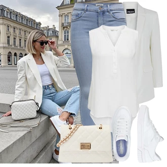 Dlouhé Outfit s Šedá/Bílá/Světle modrá/Světle zelená/Krémová/Khaki/Béžová Nezařazené Pieces "Tenue pour l'été"