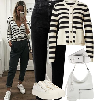 S páskem Outfit s Černá Mom Jean/Dad Džíny/Zužující se Džíny/Girlfriend Džíny/Plisované Džíny/High Waist Džínové Kalhoty/Zkrácené Džíny/Džíny s Rozparkem levi's ® "Letní Outfit"