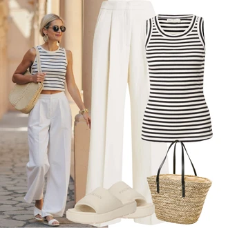 Outfit s Hnědá/Béžová/Khaki/Bílá Pohodlný Sandál/Pantofel/Žabka na podpatku/Platform Sandal/Sandály na hřídeli/Letní Bota Jordan "Letní Outfit"