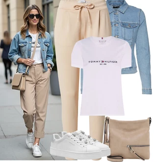 Dlouhé Outfit s Šedá/Fialová/Béžová/Hnědá Klasická Taška Přes Rameno/Brašna/Sportovní Taška Přes Rameno Tamaris "Tenue pour l'été"