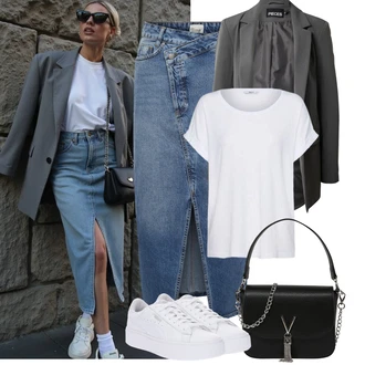 Moderní Matka nevěsty Outfit s Tmavě šedá/Šedá/Světle šedá Pieces "Letní Outfit"Look: Kancelář, Business, Cool, Unisex, Moderní