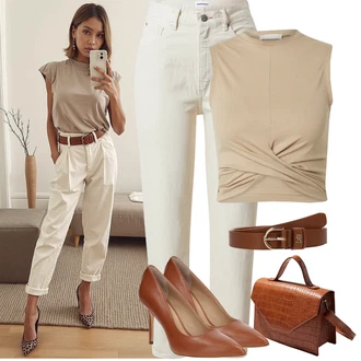 Dlouhé Outfit s Hnědá/Oranžová/Červená Pánská taška/Obchodní Taška/Taška/Kancelářská Taška/Brašna Pieces "Tenue pour l'été"