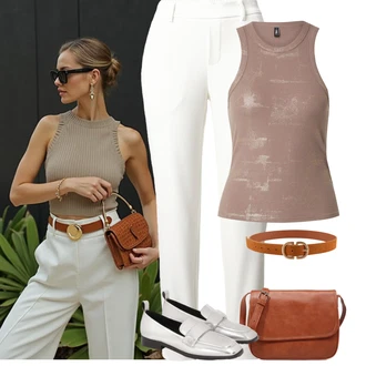 Outfity pro léto s Bílá/Krémová/Černá Business Bota/Mokasín/Trotteur Kazar "Letní Outfit"