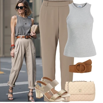 Outfity pro léto Vintage s Béžová/Hnědá Ležérní pásek/Pásek bez Přezky/Klasické Pásky/Kožený Pásek/Široký Opasek VERO MODA "Letní Outfit"Look: 20 léta, 30 léta, 70tá léta, Boho, Klasické, Cool, Unisex, Vintage, Western, Retro, 80tá léta
