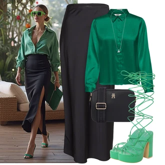 Kůže Outfit s Zelená/Neonové barvy/Tyrkysový Sandál Na Podpatku/Bota Na Podpatku/Šněrovací Lodička/Sandál s podpatkem/Šněrovací bota Nasty Gal "Letní Outfit"