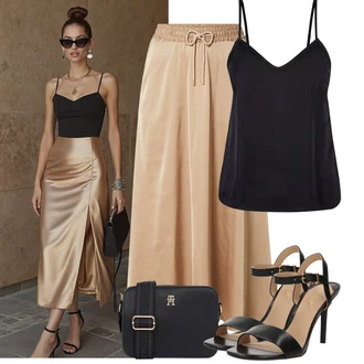 Léto Outfit s Bé?ová/Khaki/Hn?dá St?edov?ká Sukn?/Dlouhá Sukn?/Vázací Sukn?/Sukn? Pro Matriku/Maxi Sukn?/Vintage Sukn? maxi About You "Letní Outfit"