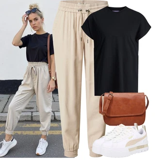Outfity pro léto Chytrý příležitostný Svatba s Šedá/Bílá/Béžová Nízká Teniska/Teniska na platformě Puma "Outfit na léto"Look: Estetika, Ležérní, Extravagantní, Hip Hop, Venkovní, Skater, Chytrý příležitostný, Sportovní, Steampunk, Unisex, Narozeniny, Pohřeb, Koncert, Škola, Svatba