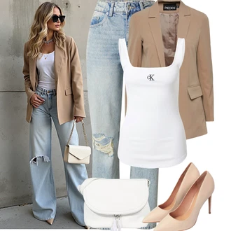 Moderní Matka nevěsty Outfit s Béžová Pieces "Letní Outfit"Look: Kancelář, Business, Univerzitní, Unisex, Moderní, Cool