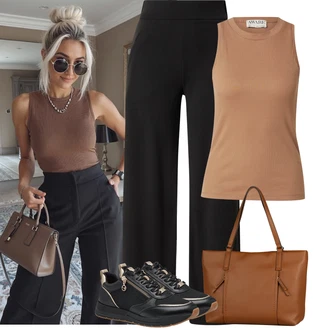 Outfit s Černá Teniska Tenisky s Bočním Zipem/Úzká Teniska/Kožené Tenisky Tamaris "Tenue pour l'été"