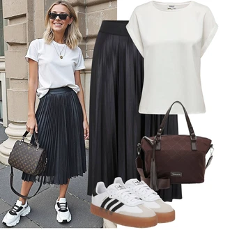 Outfity pro léto s Béžová/Krémová/Šedá/Černá/Bílá Kožené tenisky/Nízká Teniska/Teniska na platformě/Skate Bota/Úzká teniska/Vintage teniska Adidas Originals "Letní Outfit"