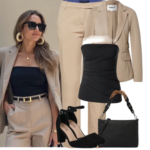 Kombinace Béžová/Hnědá/Khaki Rovná Kalhoty/Skinny Kalhoty/Paperbag Kalhoty/Obleková Kalhoty/Boyfriend Kalhoty/Bengaline Kalhoty/Twillová Kalhoty/Úzká Kalhoty/Ležérní Kalhoty/Kalhoty se Štěrbinou Marc O'Polo kombinovat s Černá Bustierový Top/Pánské boty Topshop