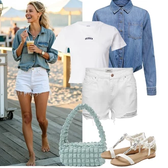 Outfity pro baculky Jaro s Modrá/Světle modrá/Tyrkysový Košíková taška/Pletená taška/Plstěná taška/Pletená Taška/Malá Taška/Teddy taška/Taška Na Svatbu Pull&Bear "Tenue pour l'été"