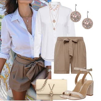 Dlouhé Outfit s Bílá/Krémová Halenkové Body/Halenka se Stojatým Límcem/Halenka Slim Fit/Blůza s knoflíčkem/Businessová Halenka/Halenka s Dlouhým Rukávem/Žehlení odolná blůza JdY "Tenue pour l'été"