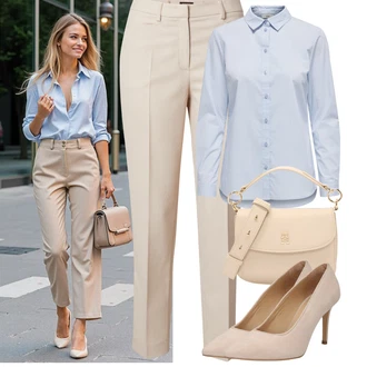 Dlouhé Outfit s Béžová Bagetová taška/Klasická Taška Přes Rameno/Dopisová peněženka/Malá Taška/Brašna/Sportovní Taška Přes Rameno Tommy Hilfiger "Tenue pour l'été"