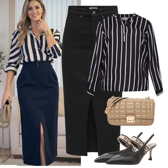 Outfity pro léto s Černá/Tmavě modrá Blůza s knoflíčkem/Halenkový Top/Halenka s Dlouhým Rukávem/Sportovní Halenka/Crash blůza/Halenka se Stojatým Límcem/Kožená bunda pro muže/Halenka S 3/4 Rukávem/Tunikové Tričko kaffe curve "Podzimní Outfity"