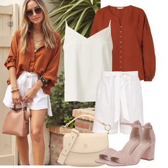 Outfity pro baculky Jaro s Béžová Bagetová taška/Klasická Taška Přes Rameno/Dopisová peněženka/Malá Taška/Brašna/Sportovní Taška Přes Rameno Tommy Hilfiger "Tenue pour l'été"