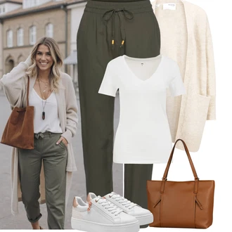 Outfit s Šedá/Stříbrný/Krémová/Světle šedá/Bílá Tričko/Mužské běžecké boty/Neformální tričko/Funkční tričko/Tričko s krátkým rukávem/Tréninkové tričko/Zavinovací Tričko/Síťované tričko WE Fashion "Letní Outfit"