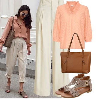 S Krajka Outfit s Hnědá/Béžová/Šedá Nezařazené Lascana "Letní Outfit"