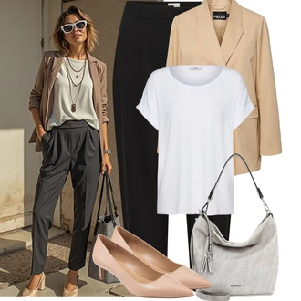 Dlouhé Outfit s Béžová/Hnědá/Khaki Nezařazené Pieces "Tenue pour l'été"