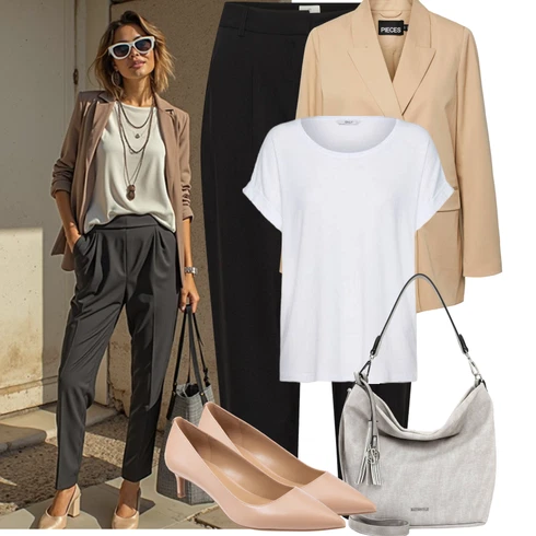 Kombinace Černá/Béžová Mrkvová Kalhoty/Kalhoty s nášivkou uprostřed/Navlékací Kalhoty/Tradiční Kalhoty/Mušelínové kalhoty/3/4 Kalhoty/Kalhoty s Vysokým Pasem/Boyfriend Kalhoty/Široká Kalhoty Baggy Kalhoty Kaffe