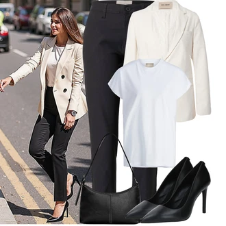 Outfity pro baculky Jaro s Černá/Tmavě modrá/Khaki/Tmavě šedá Bengaline Kalhoty/Business Kalhoty/Kalhoty s nášivkou uprostřed/Obleková Kalhoty/Kalhoty s Vysokým Pasem/Jeggings/Mušelínové kalhoty/Kalhoty se Štěrbinou/Skinny Kalhoty/Úzká Kalhoty/Rovná Kalhoty/Twillová Kalhoty Freequent, Černá/Hnědá/Bílá Sportovní Taška Přes Rameno/Taška Přes Rameno/Klasická Taška Přes Rameno/Brašna Pull&Bear "Tenue pour l'été"