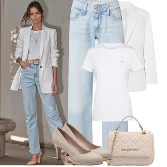 Outfit s Bílá/Krémová Tričko/Mužské běžecké boty/Neformální tričko/Fancy tričko/Funkční tričko/Tričko s krátkým rukávem/Sportovní tričko Tommy Hilfiger "Letní Outfit"