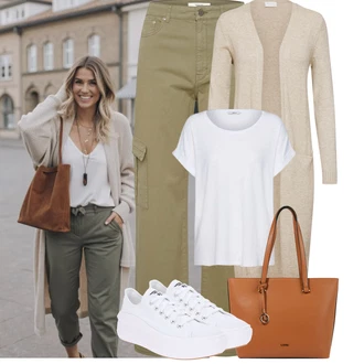 Matka nev?sty Outfit s Bé?ová/Hn?dá/Khaki Móda Pro Plno?tíhlou Pletenina ve?kej ve?kosti Vila "Letní Outfit"