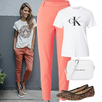 Outfit s Bílá/Krémová/Zelená/Khaki Mužské běžecké boty/Neformální tričko/Fancy tričko/Těhotenské tričko/Košile s potiskem/Tričko s krátkým rukávem/Sportovní tričko/Tričko s nápisem Calvin Klein "Letní Outfit"