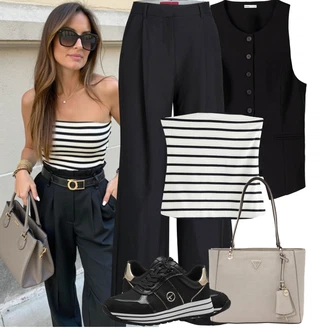 Outfity pro léto Vintage s Šedá/Béžová/Hnědá Obchodní Taška/Taška/Taška Přes Rameno/Kancelářská Taška/Shopper taška/Sportovní Taška Přes Rameno/Taška Na Rameno Guess "Letní Outfit"Look: Rad, Klasické, Cool, Elegantní, Mom, Kancelář, Premium, Vintage