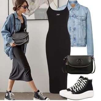 Outfit s Černá/Bílá Teniska Zimní Tenisky/Tenisky s Bočním Zipem/Plátěná Teniska Converse "Tenue pour l'été"