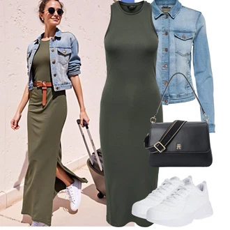 Outfity pro léto Svatební host s Tmavě zelená Šaty Ze Síťoviny/Přiléhavé Šaty/Šaty s výstřihem/Midi Šaty/Šaty s Rozparkem/Šaty Bez Rukávů/Šaty S Rovným Střihem/Šaty S Rolákem/Sexy šaty/Šaty S Vysokým Výstřihem/Šaty v Délce do Lýtka/Odvážné Šaty Only "Tenue pour l'été"