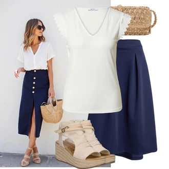 Outfit s Šedá/Krémová/Khaki/Béžová/Žlutá/Stříbrný/Bílá Top Na Party/Halenka Bez Rukávů/Tričko s grafikou/Pánské boty About You "Volnočasový Outfit"