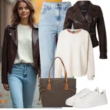 Usnjene Jakne Z zadrgo outfiti za dame image