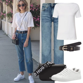 Hoja outfit mit Siva/Bela/Krem Srajca & majica velike velikosti/Bluza velika velikost VERO MODA "udoben poletni videz"Look: Fitnes, Aerobika, Hoja