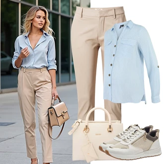 Outfit s Khaki/Béžová/Krémová Teniska Kožené Tenisky/Letní Tenisky/Volnočasová bota/Nízká Teniska/Tenisky s Bočním Zipem/Bota Na Pěší Turistiku/Úzká Teniska/Vintage Teniska Tamaris "Perfektní na léto"