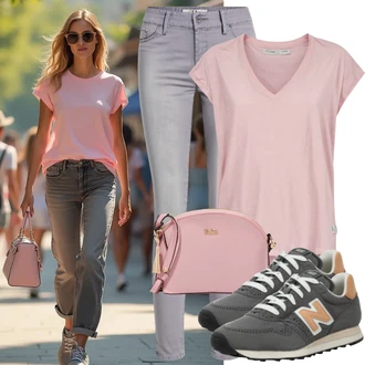 Sportovní Outfit s Šedá/Světle šedá Motorkářské Džíny/High Waist Džínové Kalhoty/Džíny s Rozparkem/Kožená bunda/Sweat Džíny/Termální Džíny/Kožená Pánská Bund ONLY (tall) "Výrazný Letní Vzhled"Look: Cool, Disko, Venkovní, Sportovní, Techno, Univerzitní