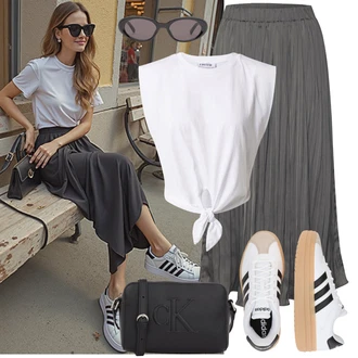 Výstřih kolem krku Outfit s Bílá/Krémová/Zelená Top Tílko s ořezem/Muskulární Tričko/Krátký Top/Halenka Bez Rukávů/Tričko s grafikou/Pánské boty/Zavinovací Tričko Edited "Vzhled casual"