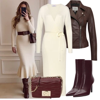 Outfit s Béžová/Khaki/Bílá/Krémová Lascana "Vzhledy pro volný čas"