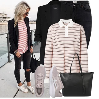 Outfit s Černá/Bílá Velká taška/Obchodní Taška/Taška/Kancelářská Taška/Shopper taška/Taška Na Rameno About You "Cool podzimní outfit"