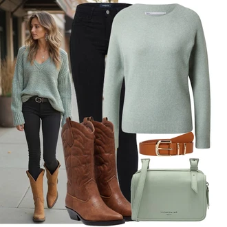 Dlouhé Outfit s Černá Pletený Legín/Teplé Legíny/Legíny s Rozparkem/Legíny s Podšívkou/Sportovní Legína/Neprůhledný Legíny/Bavlněné Legíny/Kožená bunda/Push up Legíny Pieces "Cool podzimní outfit"