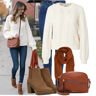 Krásný Outfit s Modrá/Tmavě modrá/Světle modrá Džínové Legíny/Jeggings/Skinny Kalhoty Only "Cool podzimní outfit"Look: Styl, Klasické, Cool, Moderní, Krásný, Bezešvé, Skromné