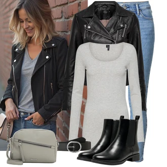 Léto Outfit s Černá/Červená Kožené Bund Bunda z Umělé Kůže/Motorkářská bunda/Motorkářské Bund/Kožené Bund Only "Cool podzimní outfit"