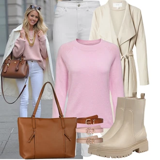 Outfit s Šedá/Krémová/Bílá Tregíny/Jeggings/Skinny Kalhoty/Džínové Legíny/Kalhoty s dírou/Kalhoty se Štěrbinou/Legíny s Rozparkem Only "Cool podzimní outfit"