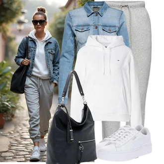 Outfity pro zábavu Elegantní, Sportovní s Bílá Nízká Teniska/Teniska s dírkovaným vzorem/Úzká teniska/Teniska na platformě Puma "Jedinečný volnočasový outfit"Look: Estetika, Bad Taste, Ležérní, Disko, Skater, Sportovní, Unisex