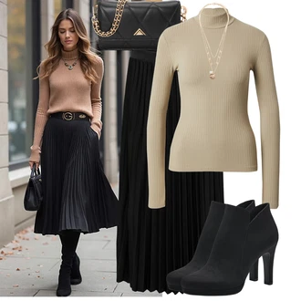 Léto Outfit s ?erná Maxi Sukn?/Dlouhá Sukn?/K?es?anská Sukn?/Vintage Sukn? maxi/Sukn? Pro Matriku/Slavnostní Maxi Sukn?/Plisovaná Sukn? Only "Jedine?ný volno?asový outfit"