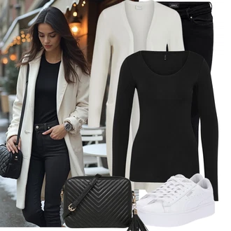 Dlouhé Outfit s ?erná Ko?ená bunda/Push up D?ín/D?íny s Nízkým Sedem/Ko?ené Boty/Termální D?íny/Motorká?ské D?íny/Slim Fit D?íny/D?ín s Nízkým Pasem Only "Trendový podzimní outfit"