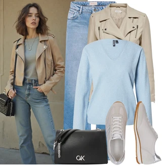 Léto Outfit s Béžová/Khaki/Hnědá Motorkářské Bund/Kožené Bund Bunda z Umělé Kůže/Bunda s Bočním Zipem/Kožené Bund/Motorkářská bunda Only "Lehký outfit"